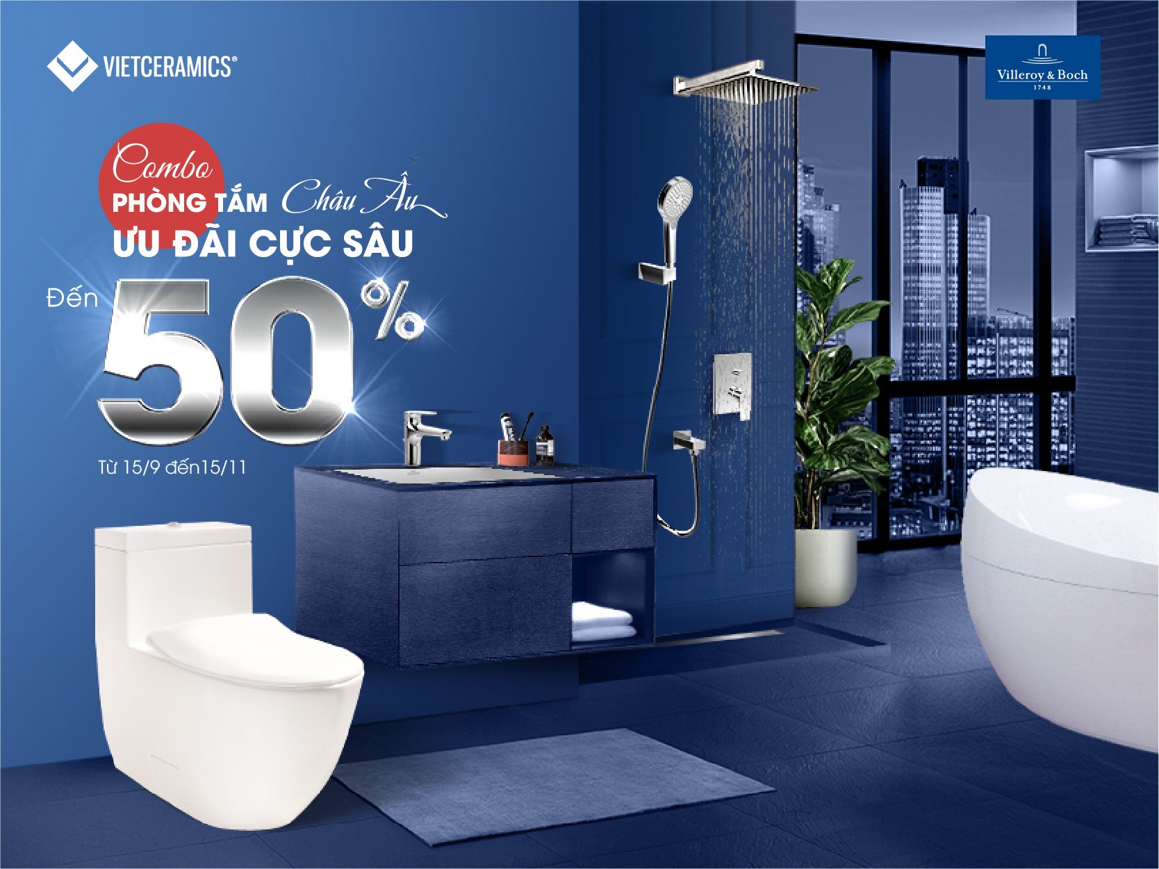 COMBO PHÒNG TẮM CHÂU ÂU – ƯU ĐÃI CỰC SÂU ĐẾN 50%