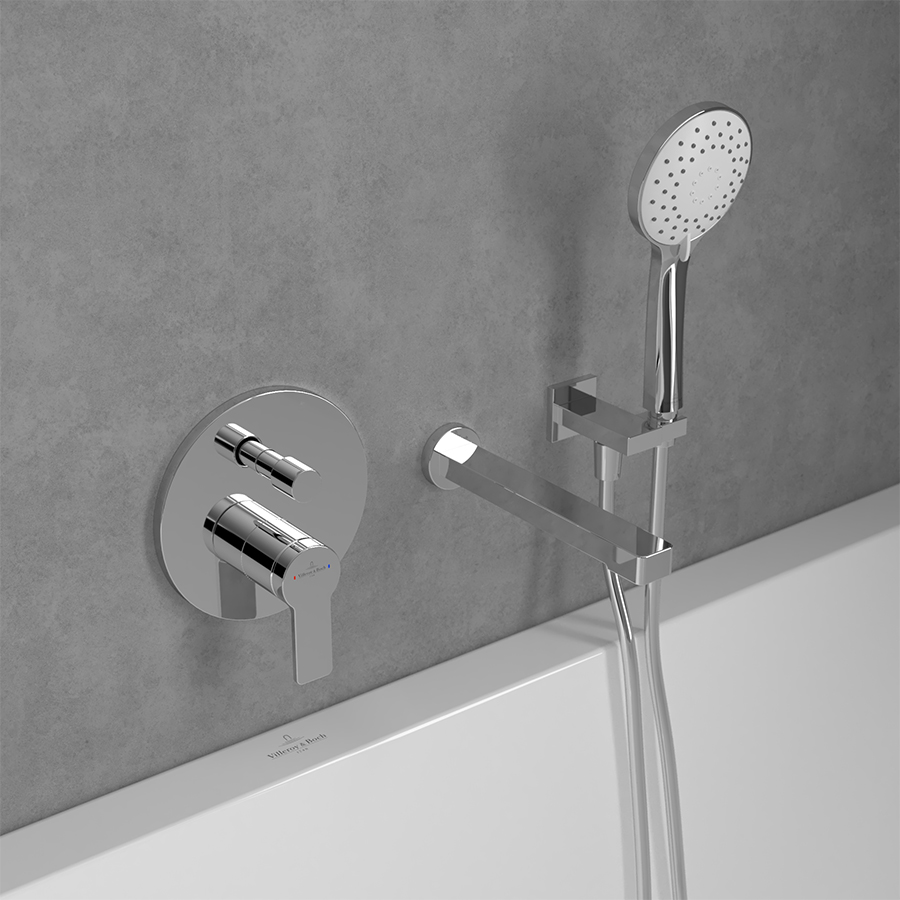 Mặt nạ điều khiển sen tắm hai chức năng gắn tường Villeroy & Boch Architectura TVS10335300061