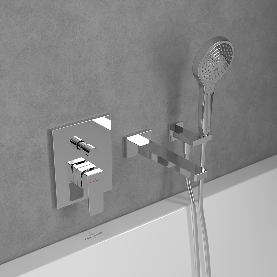 Mặt nạ điều khiển sen tắm hai chức năng gắn tường Villeroy & Boch Architectura Square TVS12500300061